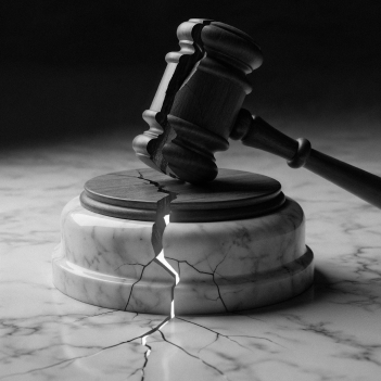 Martelo do juiz representando o tema jurídico do artigo sobre falência e recuperação judicial